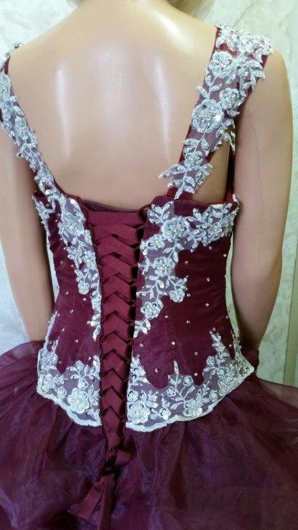 Organza pick-up ball gown with lace-up back